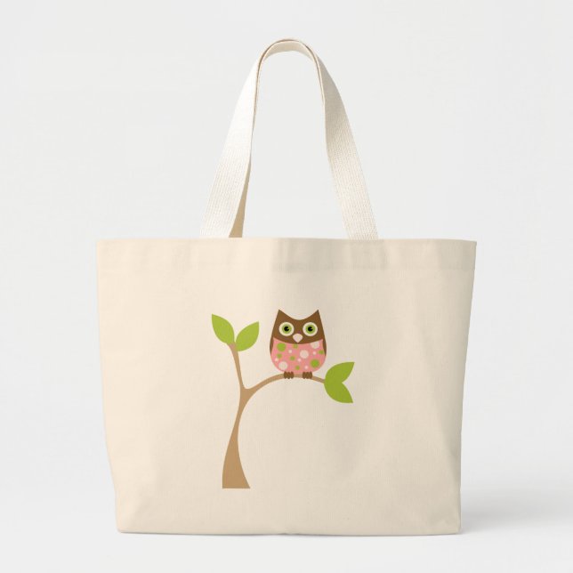 Bolsa Tote Grande Coruja-Bebê Rosa (Frente)