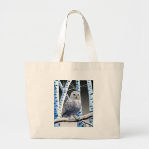 Bolsa Tote Grande Coruja de olhos azuis da neve