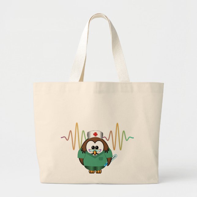 Bolsa Tote Grande coruja-enfermeira (Frente)