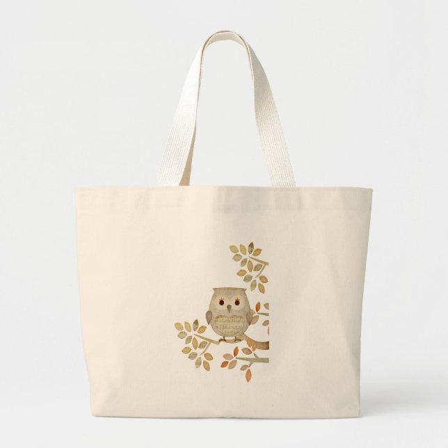Bolsa Tote Grande Coruja musical da árvore (Frente)