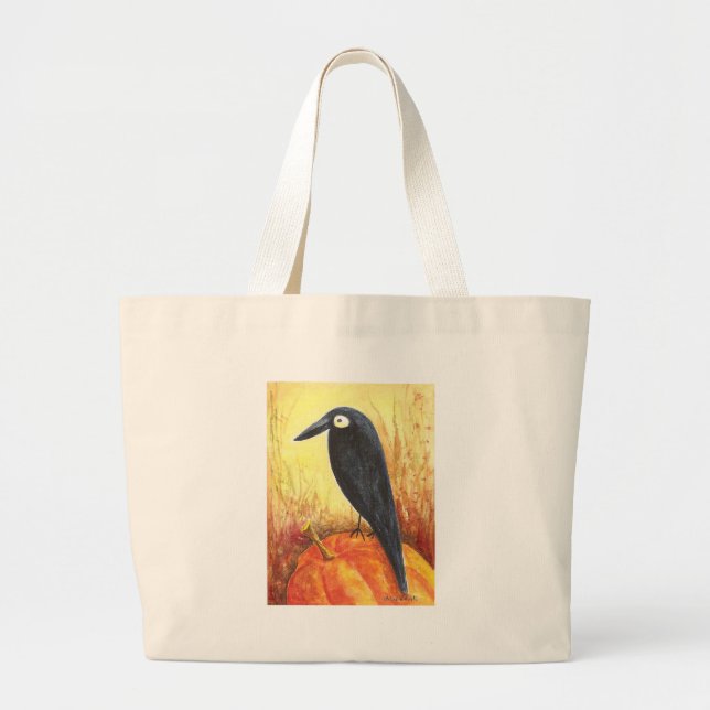 Bolsa Tote Grande Corvo na abóbora (Frente)