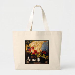 Bolsa Tote Grande Costa do Amalfi - Itália Poster de viagens Art Gr