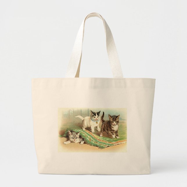 Bolsa Tote Grande Couro cru dos gatinhos - e - busca (Frente)