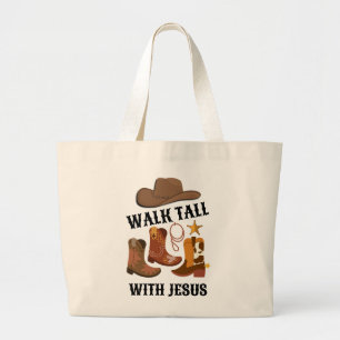 Bolsa Tote Grande Cowboy WALK TIALL COM JESUS Christian