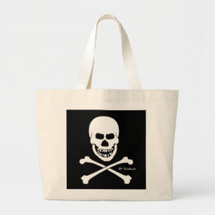 Bolsa Tote Grande Crânio de Pirata e Crossbones Halloween Trick ou 