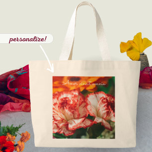 Bolsa Tote Grande Cravos e gerbera riscados
