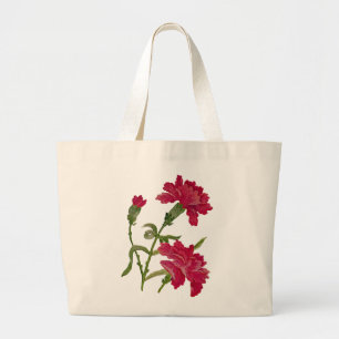 Bolsa Tote Grande Cravos Vermelhos Bordados