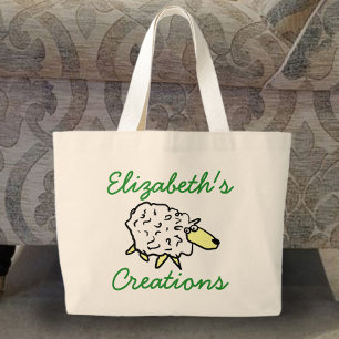 Bolsa Tote Grande Criações de carroça Cartoon de ovelha