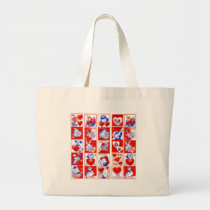 Bolsa Tote Grande Crianças Namorados Saudando Abraços Kisses Vermelh