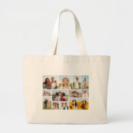 Bolsa Tote Grande Crie Sua Própria Colagem de 12 Fotos