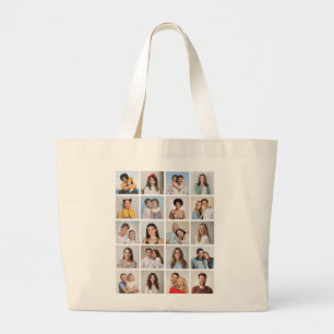 Bolsa Tote Grande Crie Sua Própria Colagem de 20 Fotos