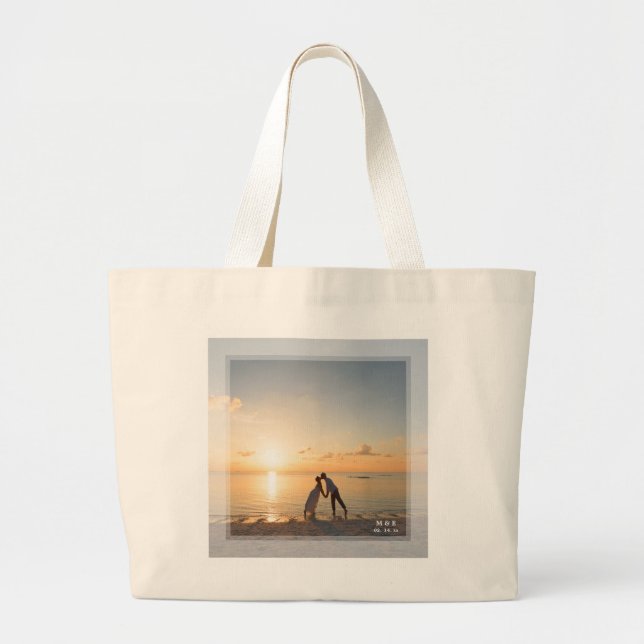 Bolsa Tote Grande Crie Sua Própria Foto Personalizada De Casamento m (Frente)