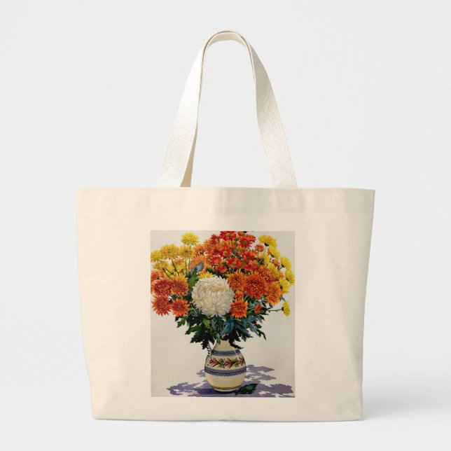 Bolsa Tote Grande Crisântemos em um jarro modelado 2005 (Frente)