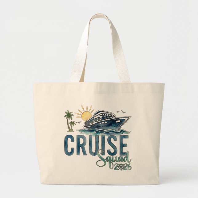 Bolsa Tote Grande Cruise Squad 2026 Tote Bag Vacation (Frente)