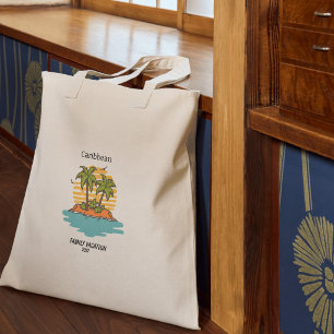 Bolsa Tote Grande Cruzeiro de Férias em Família Tropical Teal Person