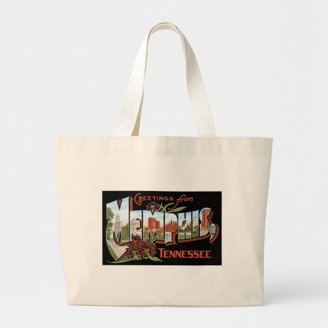 Bolsa Tote Grande Cumprimentos de Memphis, Tennessee! Cartão retro (Frente)