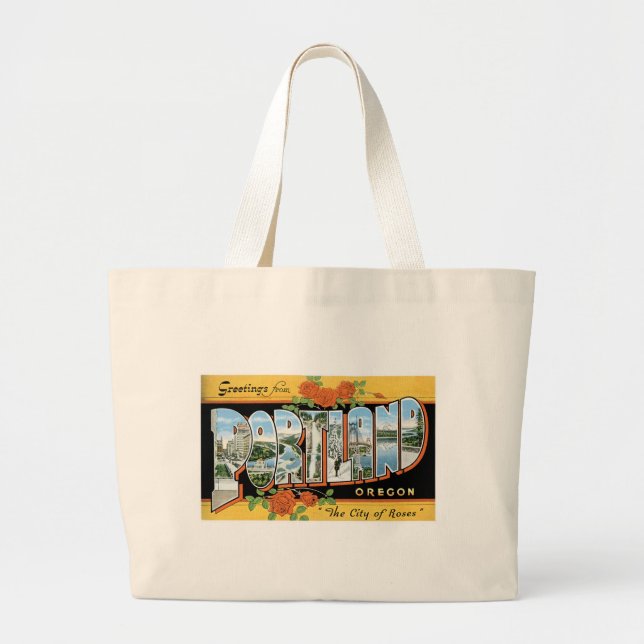 Bolsa Tote Grande Cumprimentos de Portland, Oregon! (Frente)