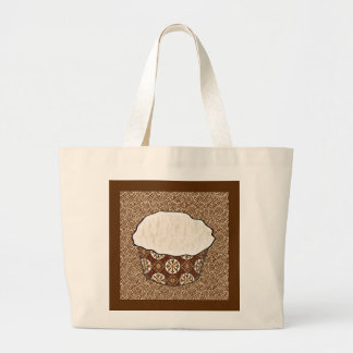 Bolsa Tote Grande Cupcake de coco, plano de fundo de espiral japonês