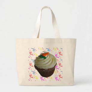 Bolsa Tote Grande Cupcake do bolo de cenoura com confetes