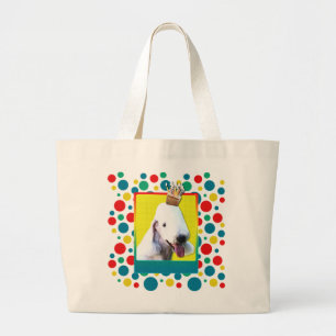Bolsa Tote Grande Cupcake do convite - Bedlington Terrier