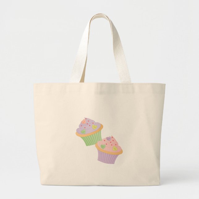 Bolsa Tote Grande Cupcakes Cardíacos Doentes (Frente)