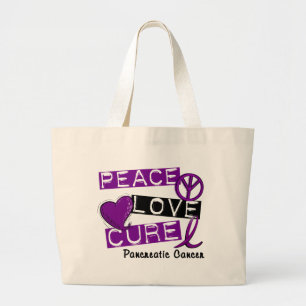 Bolsa Tote Grande CURA 1 do AMOR da PAZ da consciência do câncer d