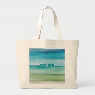 Bolsa Tote Grande Custom Name Abstract Watercolor Ocean Horizon Art