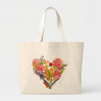 Bolsa Tote Grande Custom Tote Bag with watercolor heart