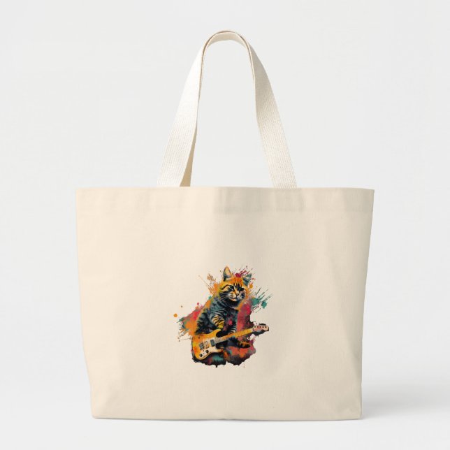 Bolsa Tote Grande cute cat rocks tar design  (Frente)