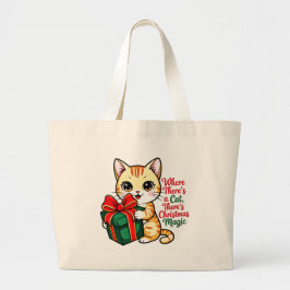 Bolsa Tote Grande Cute Christmas Cat Holiday Gift for Cat Lover