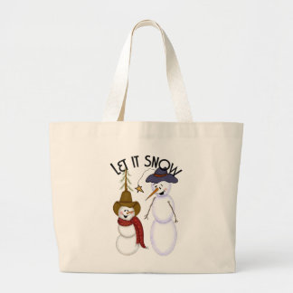 Bolsa Tote Grande Cute Folk Art Cowboy Snowman