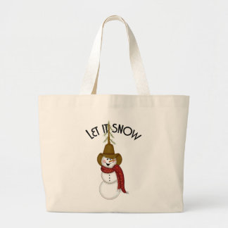 Bolsa Tote Grande Cute Folk Art Cowboy Snowman
