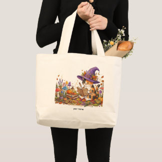 Bolsa Tote Grande Cute Halloween Witch Cat Herbology Custom Jumbo To