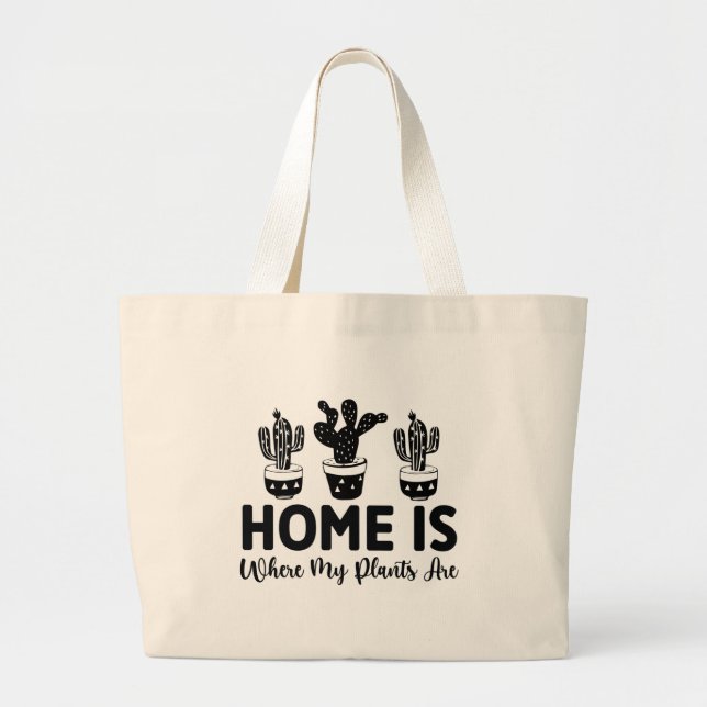Bolsa Tote Grande Cute home plants word art  (Frente)