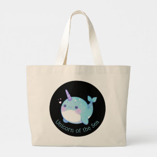 Bolsa Tote Grande Cute Narwhal Unicórnio do Mar