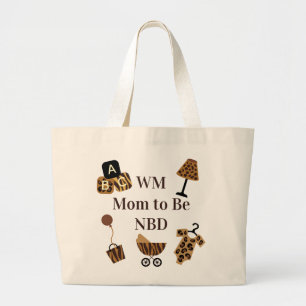 Bolsa Tote Grande Cute Safari Mãe Para Ser Presente com Monograma de
