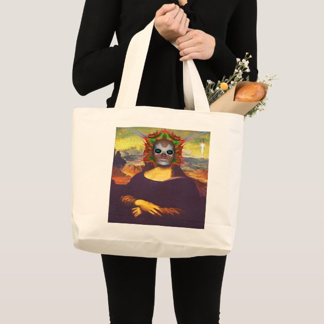 Bolsa Tote Grande Cyborg Mona Lisa Large Tote Bag (Frente (produto))