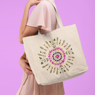Bolsa Tote Grande Da Arte Original de Flor Prensada por S. Frigui