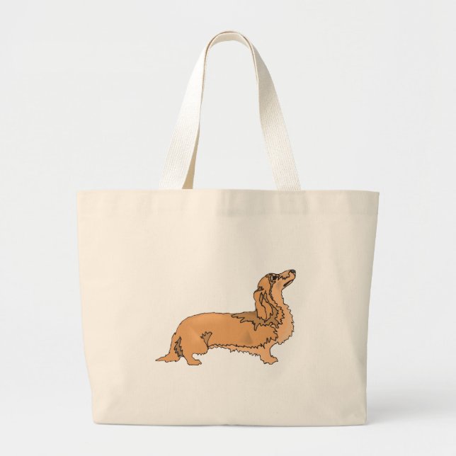 Bolsa Tote Grande Dachshund de cabelos compridos (Frente)