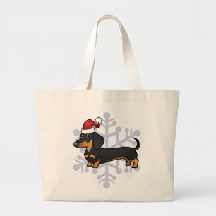 Bolsa Tote Grande Dachshund do Natal (alise o casaco)