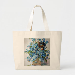 Bolsa Tote Grande Dachshund e Forget-Me-Nots