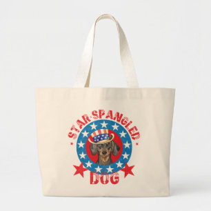 Bolsa Tote Grande Dachshund Patriótico
