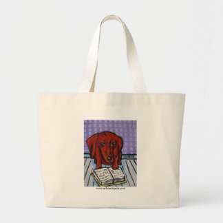 Bolsa Tote Grande Dachshund que lê um livro