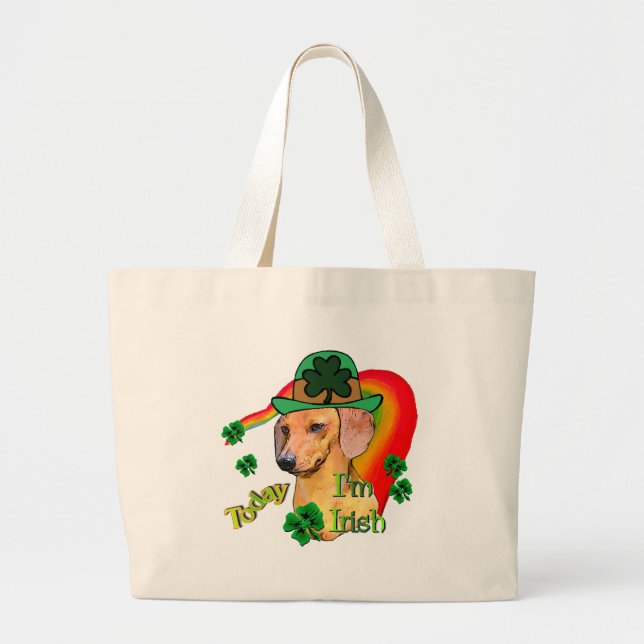 Bolsa Tote Grande Dachshund St Patricks (Frente)