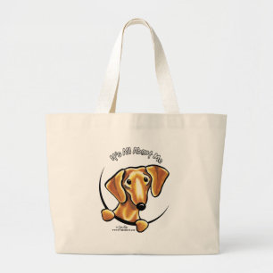 Bolsa Tote Grande Dachshund vermelho liso seu toda aproximadamente