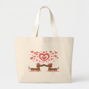 Bolsa Tote Grande Dachshunds dos namorados