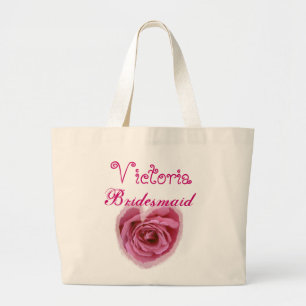 Bolsa Tote Grande Dama de honra personalizada coração do rosa do