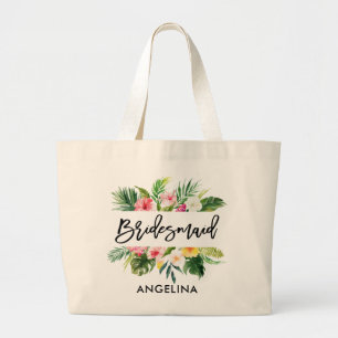 Bolsa Tote Grande Dama de honra tropical do roteiro moderno da