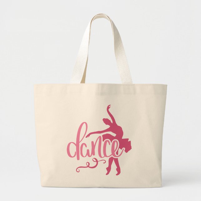 Bolsa Tote Grande Dança de Balé Silhoule Rosa Ballerina (Frente)