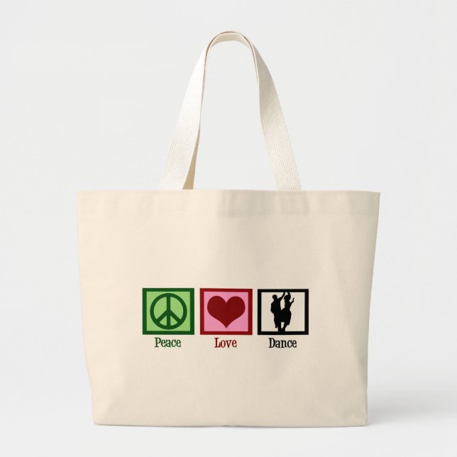 Bolsa Tote Grande Dança do amor da paz (Frente)